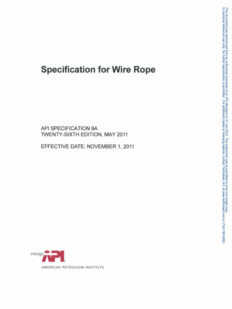 API 9A 2011 Steel Wire Rope | PDF