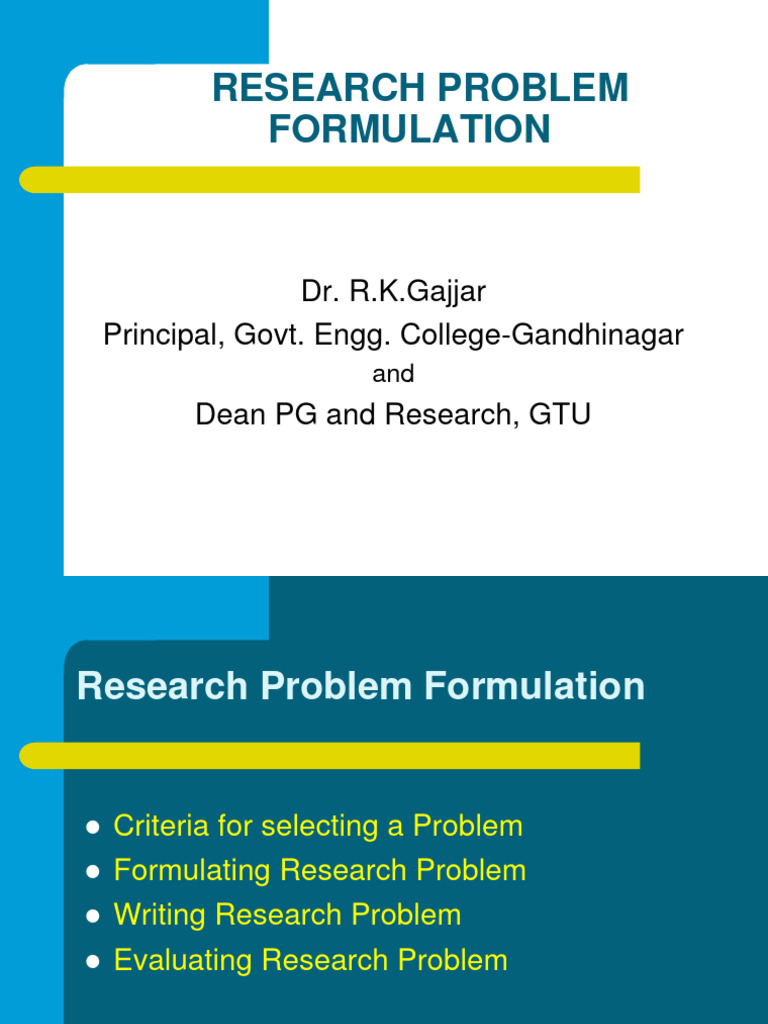 Dr r k gajjar research problem formulation pdf methodology
