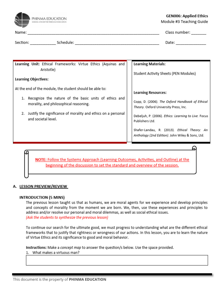 Tg3 Ethical Frameworks Virtue Ethics Pdf Virtue Morality