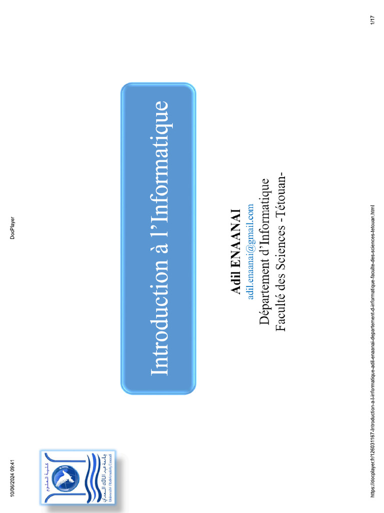 Introduction à l'informatique | PDF