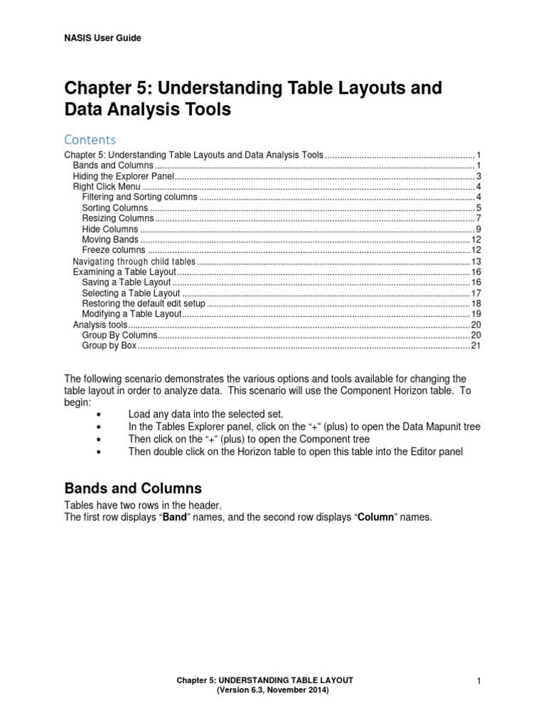 Table Layouts & Data Analysis Guide | PDF | Icon (Computing) | Menu ...