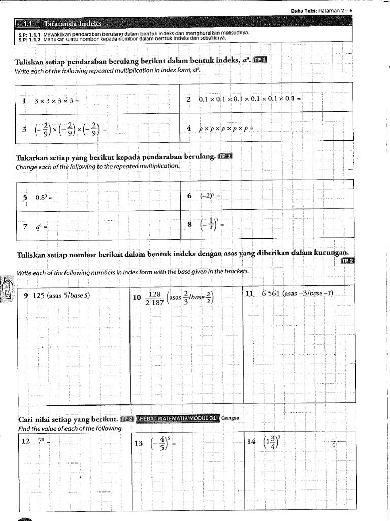 1 Indices Exercises Pdf