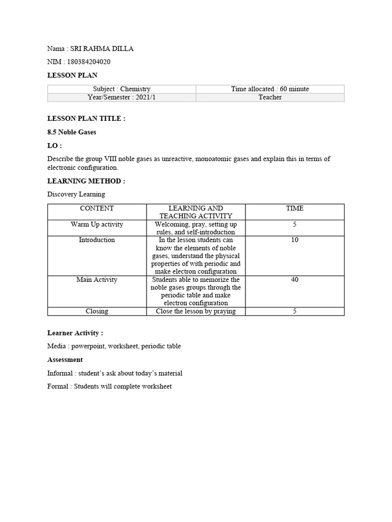 Lesson Plan Clss Pdf