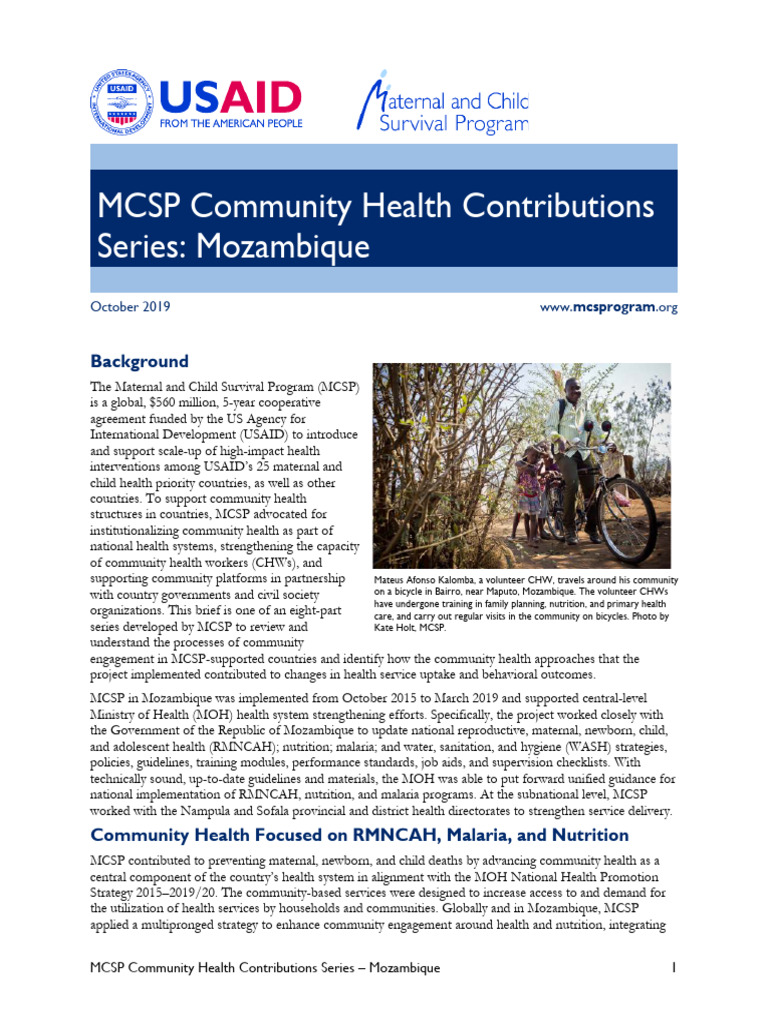 MCSP Community Health in Mozambique | PDF | Wash | Health Care