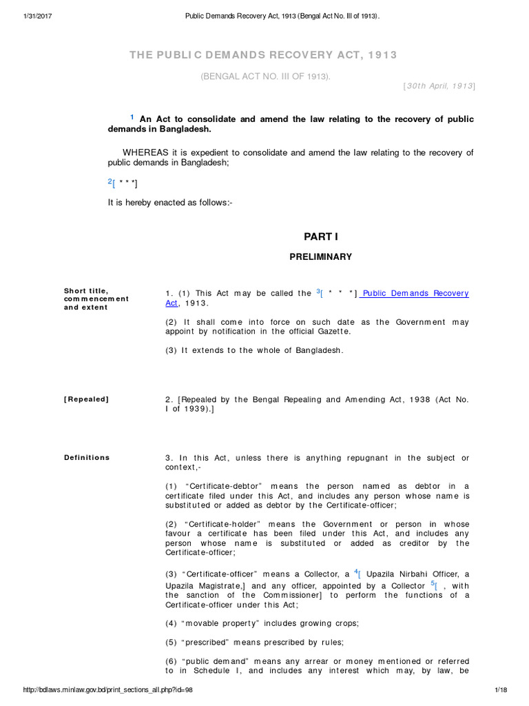 Public Demands Recovery Act, 1913 | PDF | Detention (Imprisonment) | Arrest