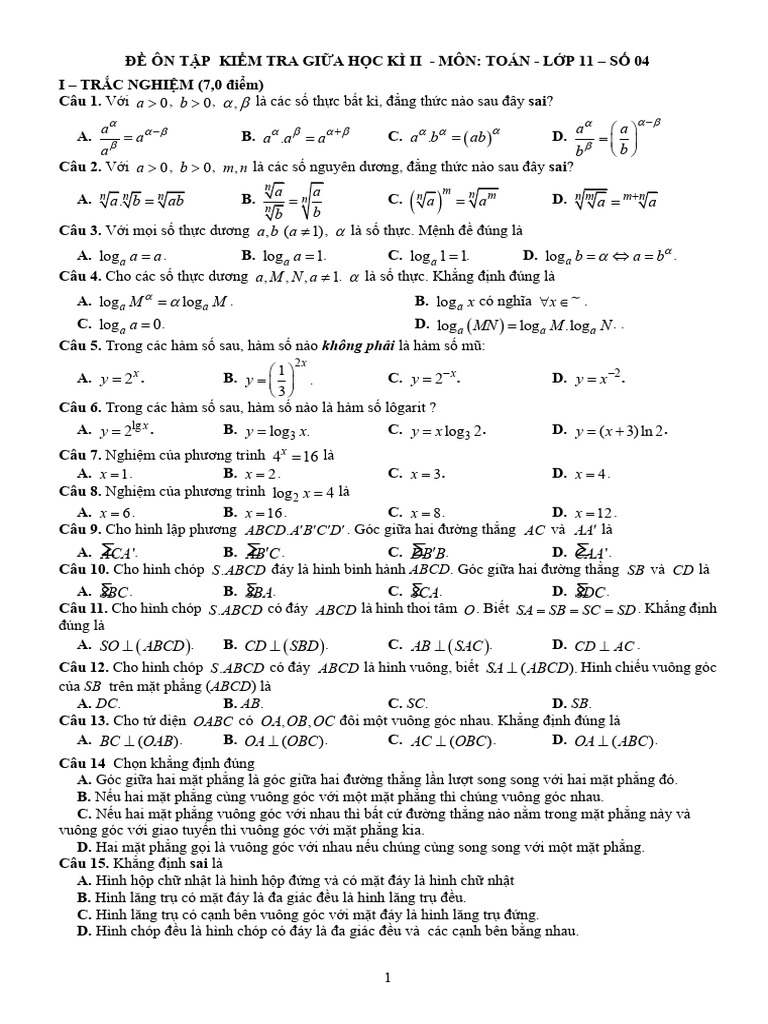 GK2 K11 Đề số 4 | PDF