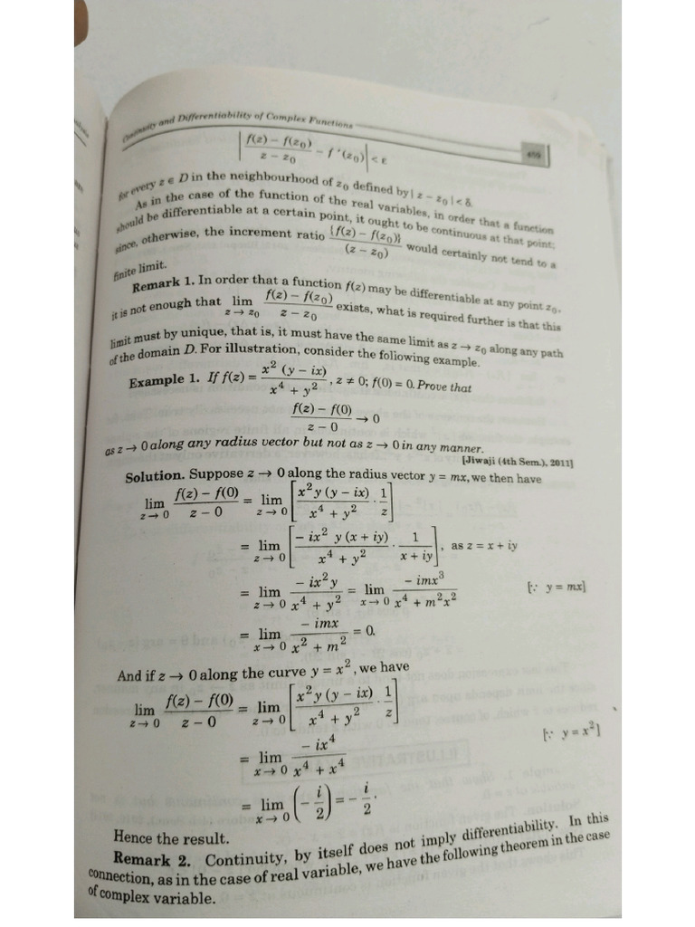 Continuity and Differentiability of Complex Funct | PDF