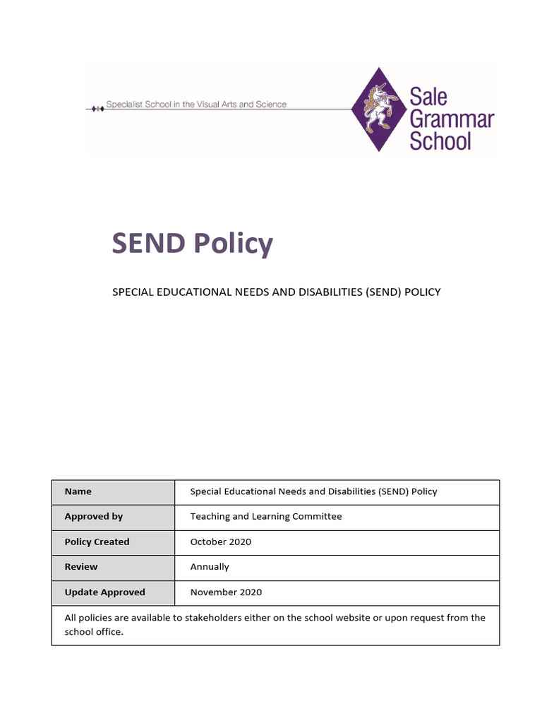 Sale Send Policy | PDF | Special Education | Caregiver