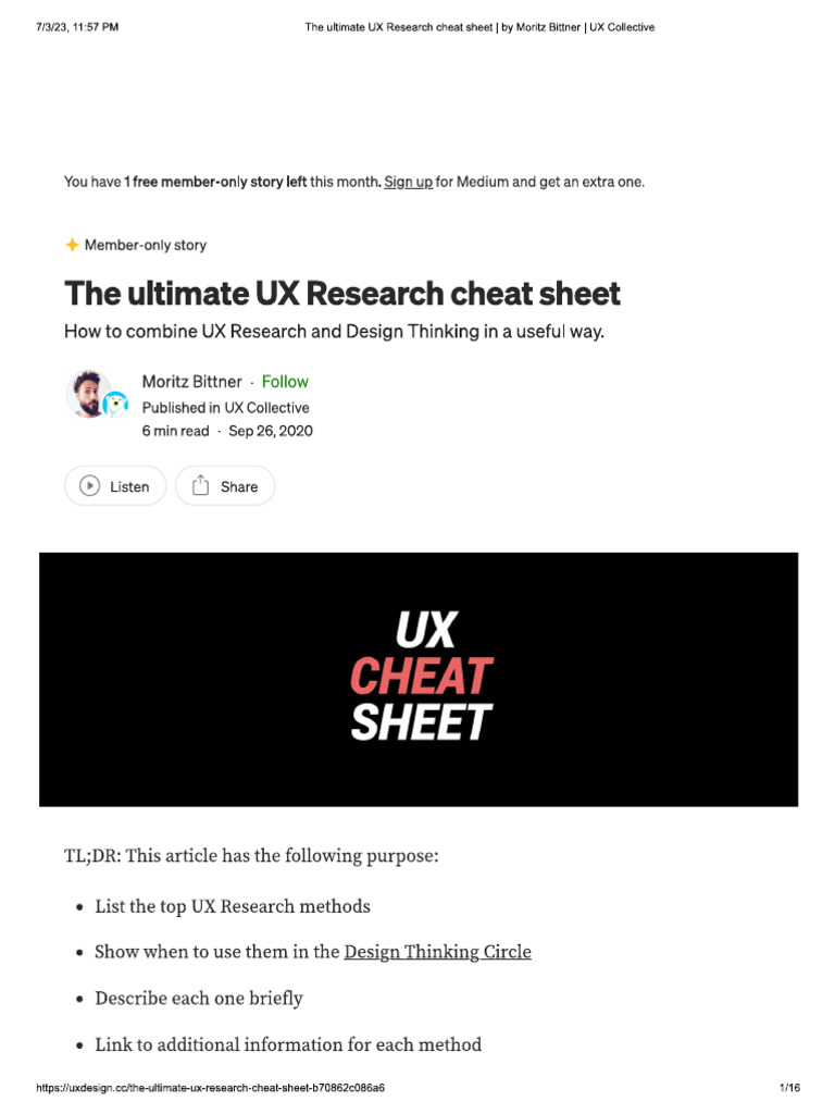 Ultimate Ux Research Cheatsheet | PDF