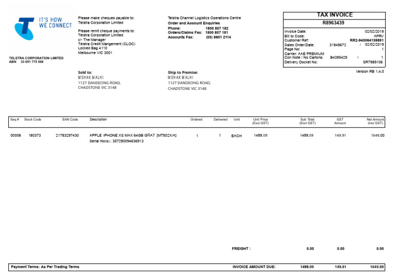 Telstra 2019 A4 PDF Government Finances Taxes