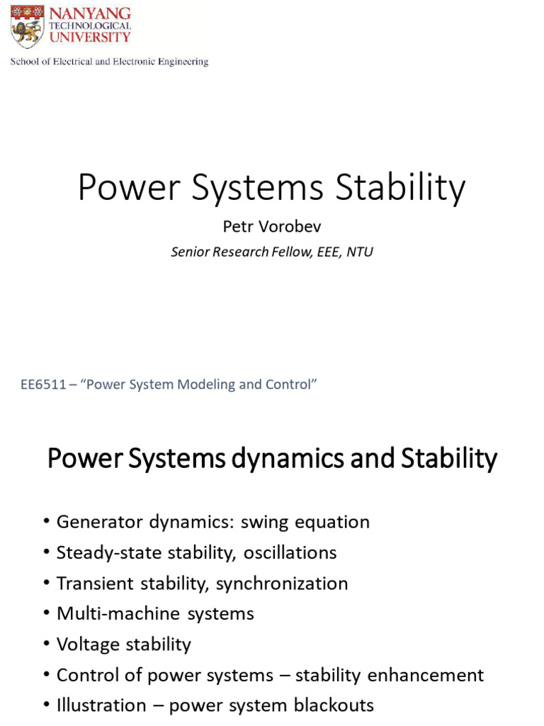 Power System Stability Overview | PDF | Oscillation | Electric Generator