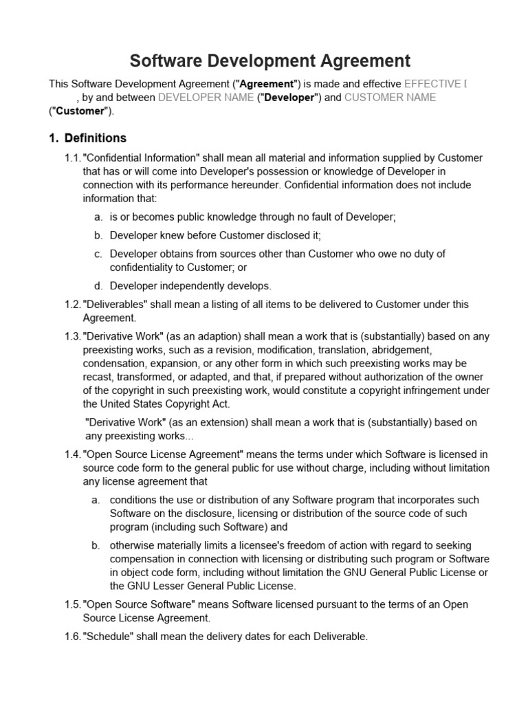 Software Development Agreement 1f7d063469 | PDF | Trade Secret ...