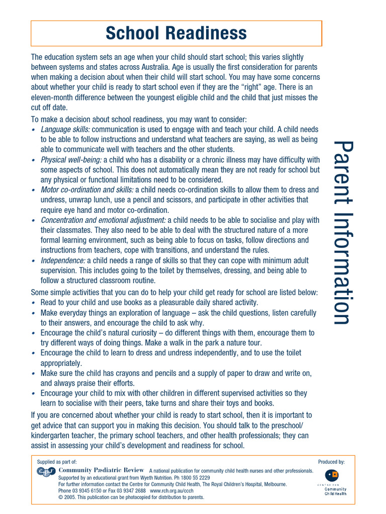 Assessing Your Child's School Readiness | PDF | Teachers | Learning
