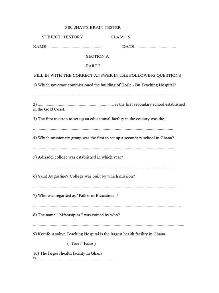 Jhay s brain tester history 5 download free pdf ghana