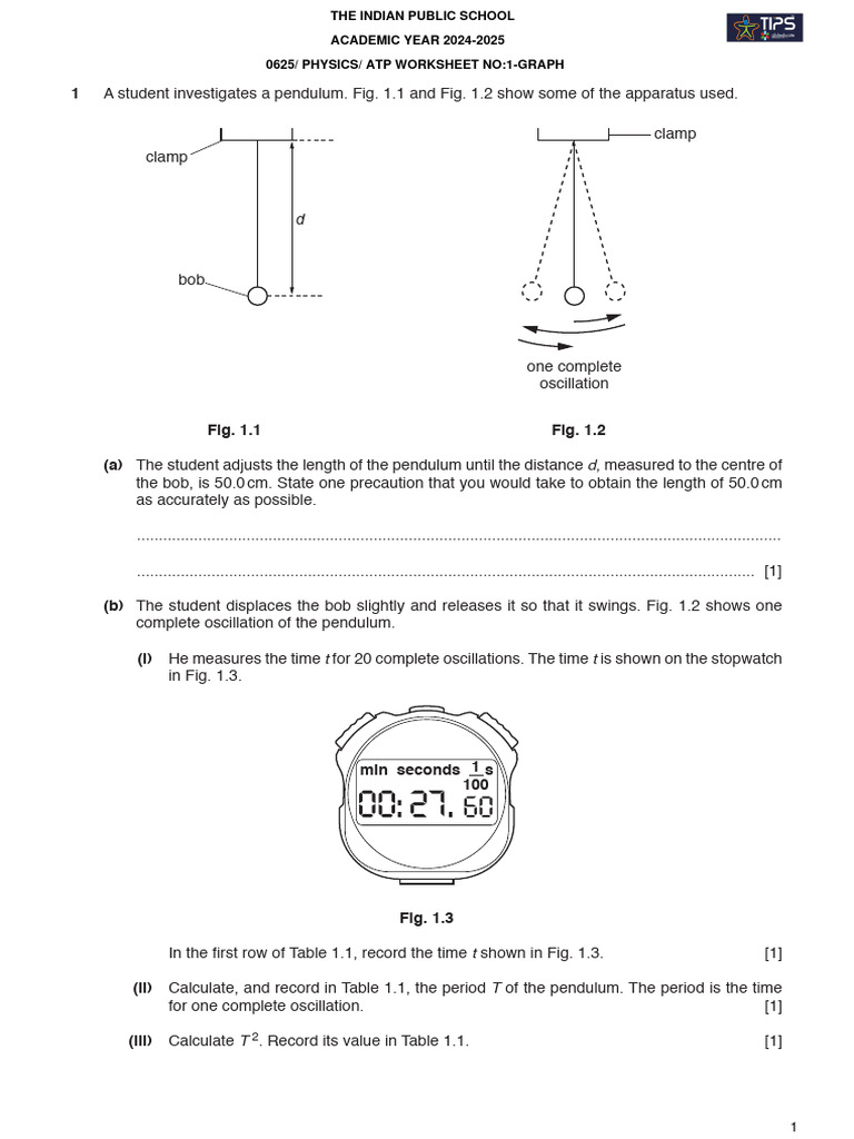 Atp Worksheet 1 Graphs PDF Pendulum Cartesian Coordinate System