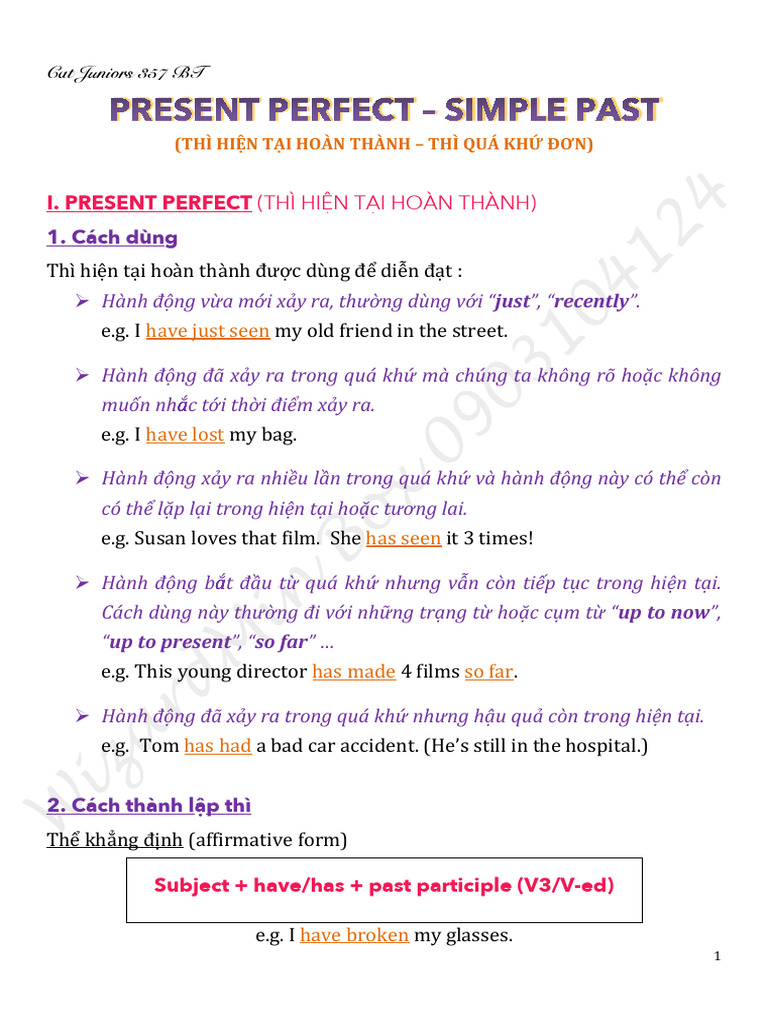 Tenses - Present Perfect - Simple Past | PDF