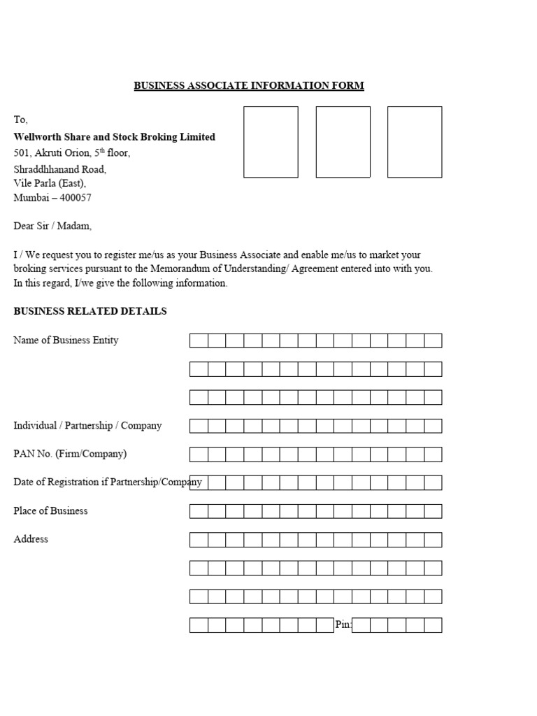Business Associate Registration Form | PDF | Partnership | Business
