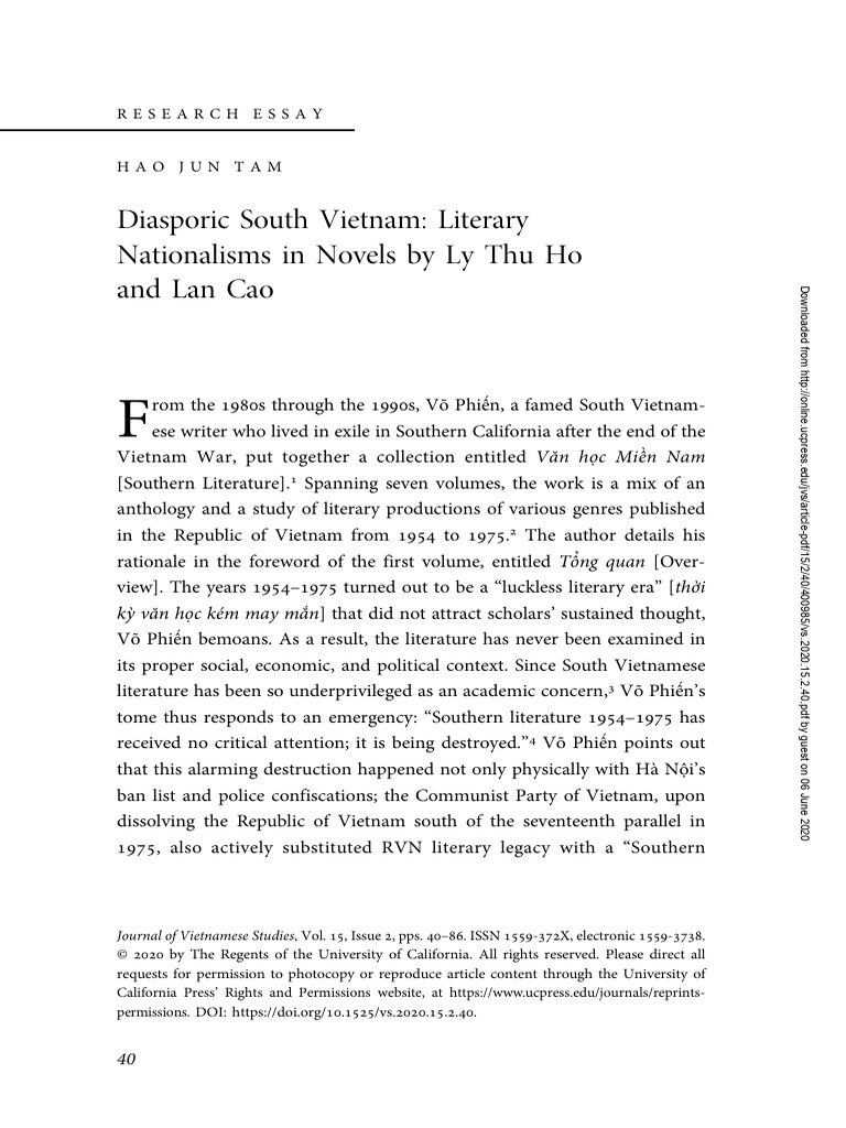 Diasporic Nationalism in South Vietnam Literature | PDF | South Vietnam ...
