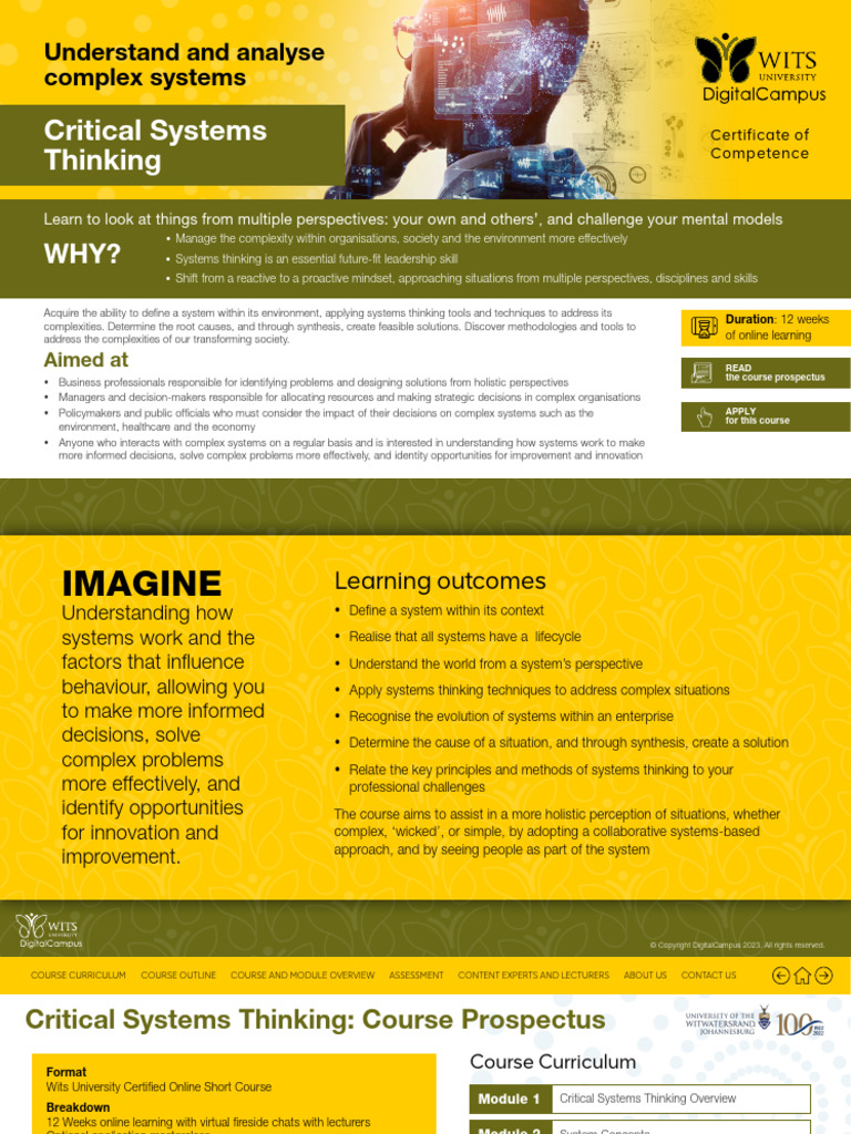 Critical Systems Thinking WitsDigitalCampus v.23.2 | PDF | System ...