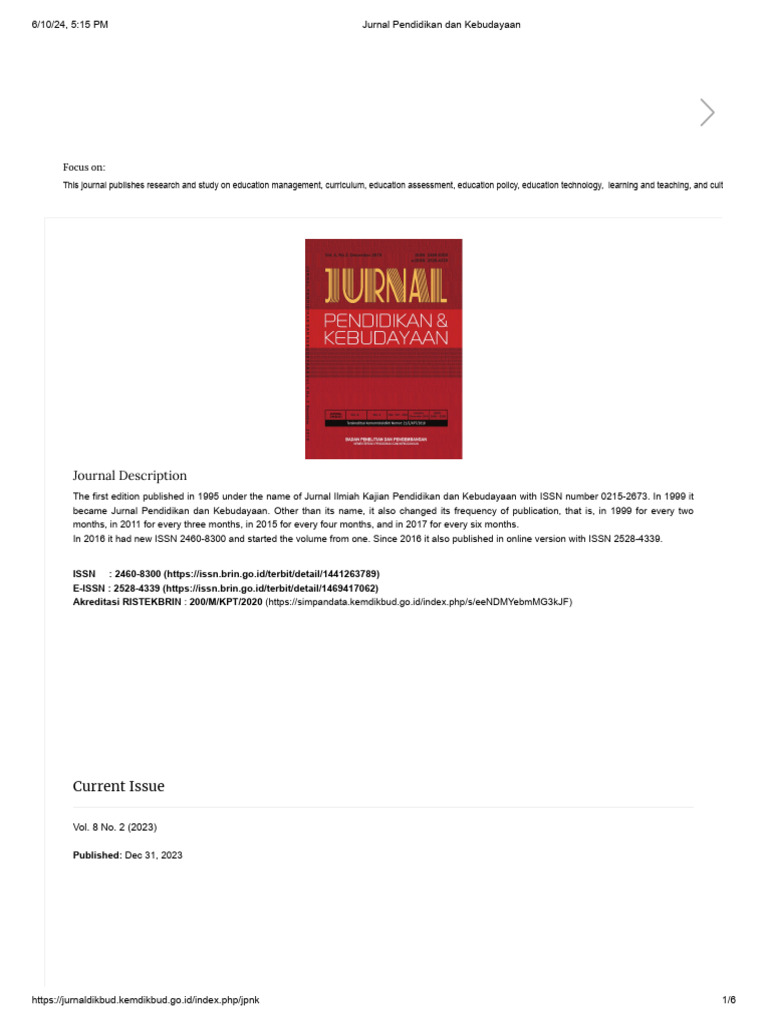 Jurnal Pendidikan Dan Kebudayaan | PDF
