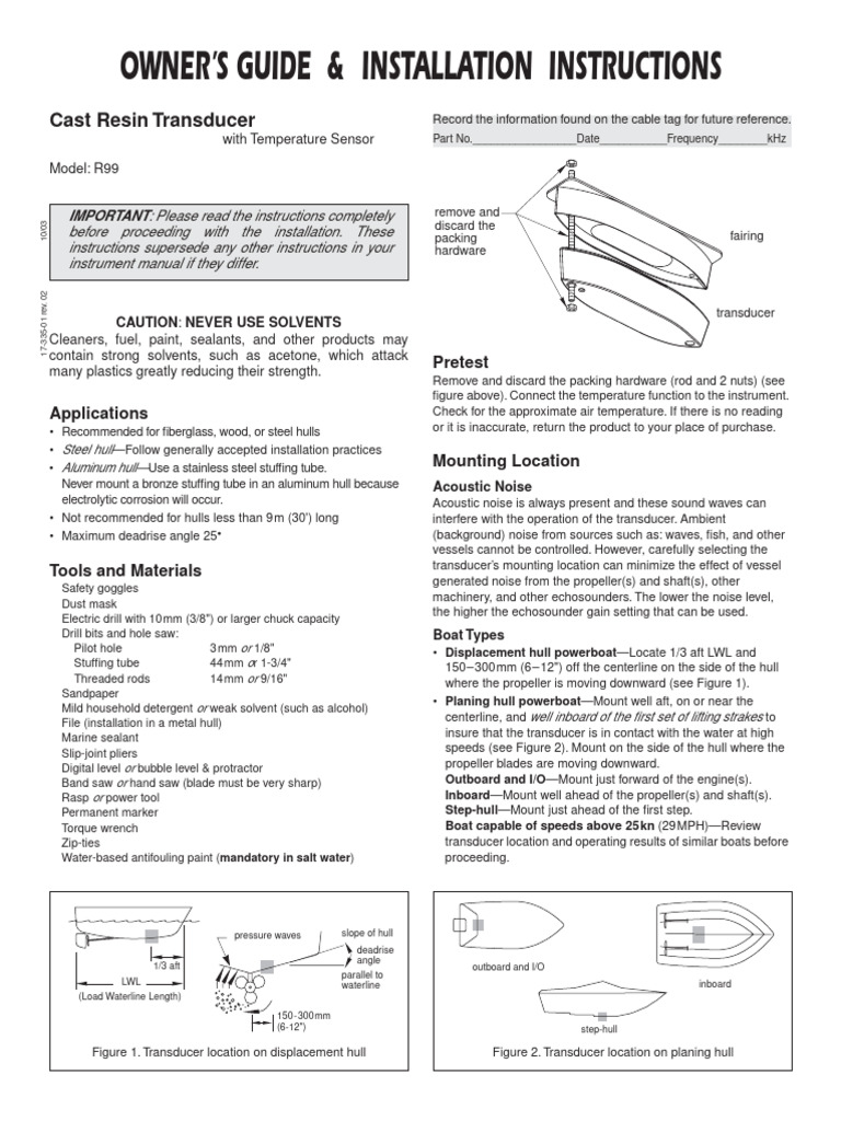 Airmar Transducer External Mounting1 PDF Washing Machine Nut