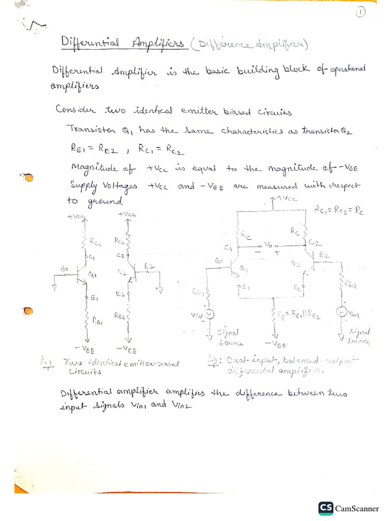 Differential Amplifier, CMRR, Current Mirror PDF