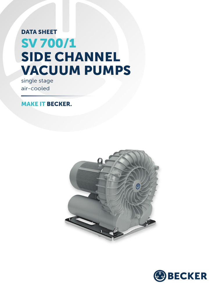 Becker SV 700/1 Vacuum Pump Data Sheet | PDF | Mechanical Engineering