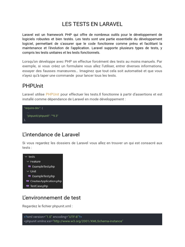 Tests unitaires avec Laravel et PHPUnit | PDF | Test de logiciel | PHP