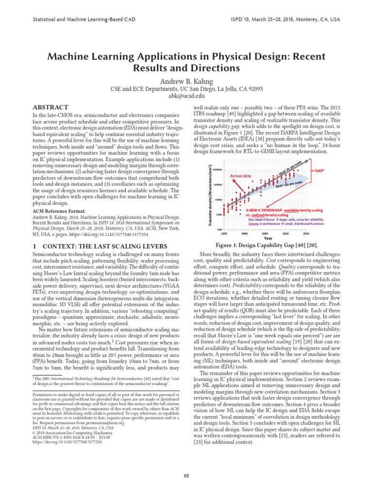 Machine Learning Applications in Physical Design - Recent Results and ...