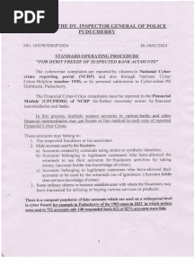 Cyber Cell - SOP For Debit Freeze of Suspected Bank Accounts - DIG - 10.01.24