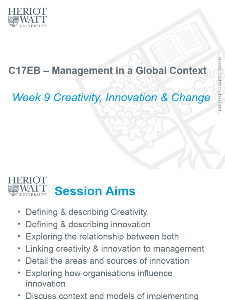 Week 9 - Creativity, Innovation & Change 2023-2024 | PDF | Creativity ...