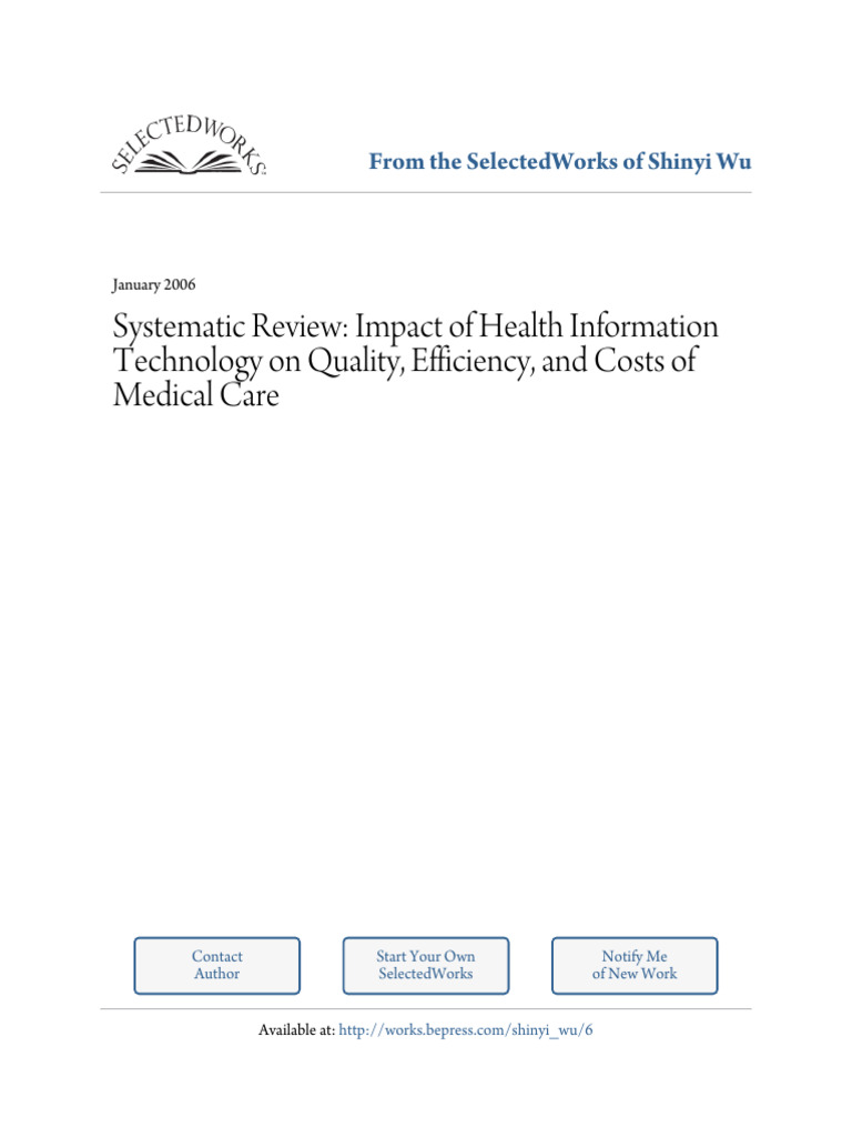 impactofHIT | PDF | Health Informatics | Systematic Review