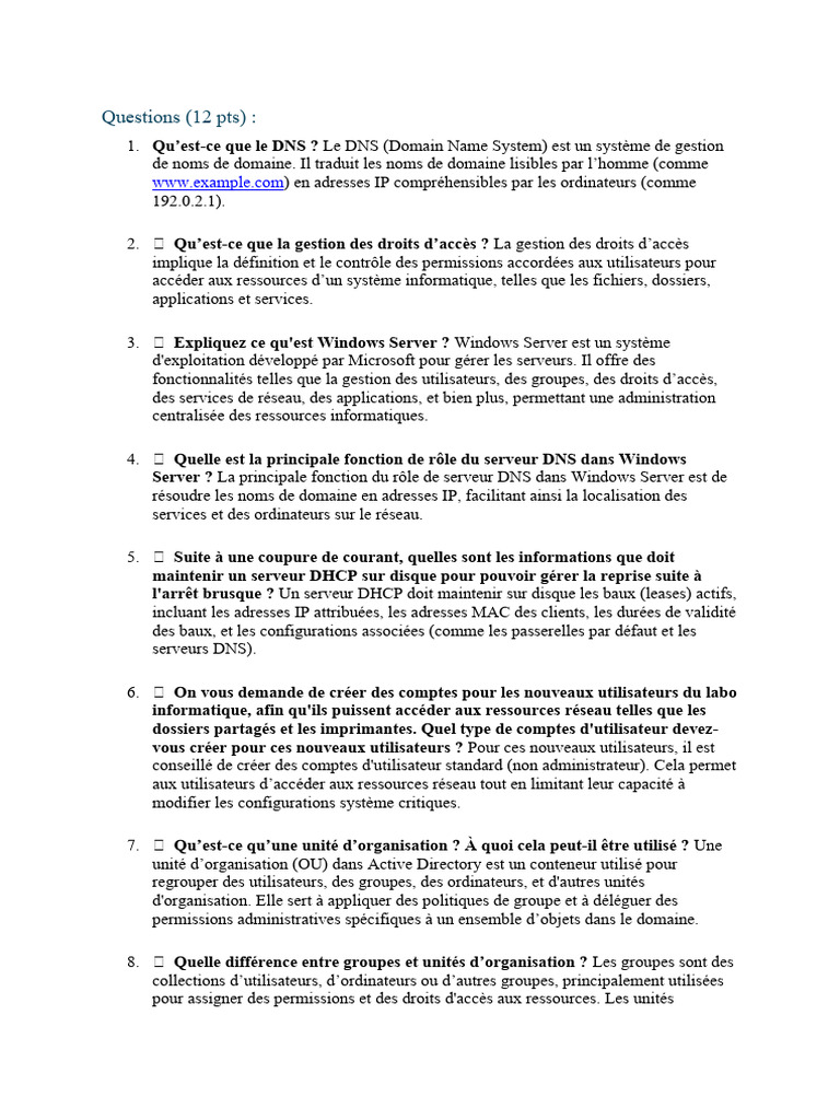 Gestion des droits d'accès sous Windows Server | PDF | Système de noms ...