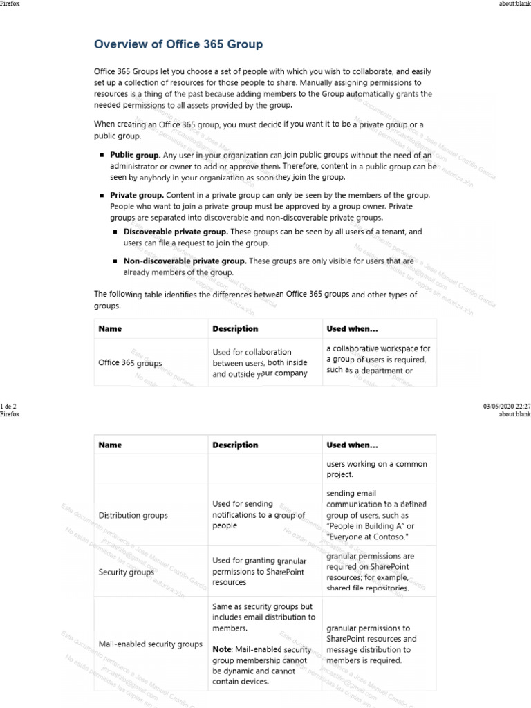 Private vs Public Office 365 Groups | PDF | Software | System Software