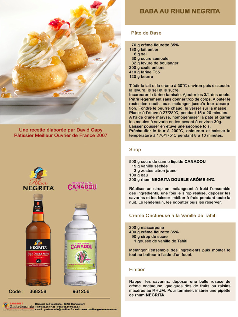 Recette Babas Au Rhum Negrita | PDF