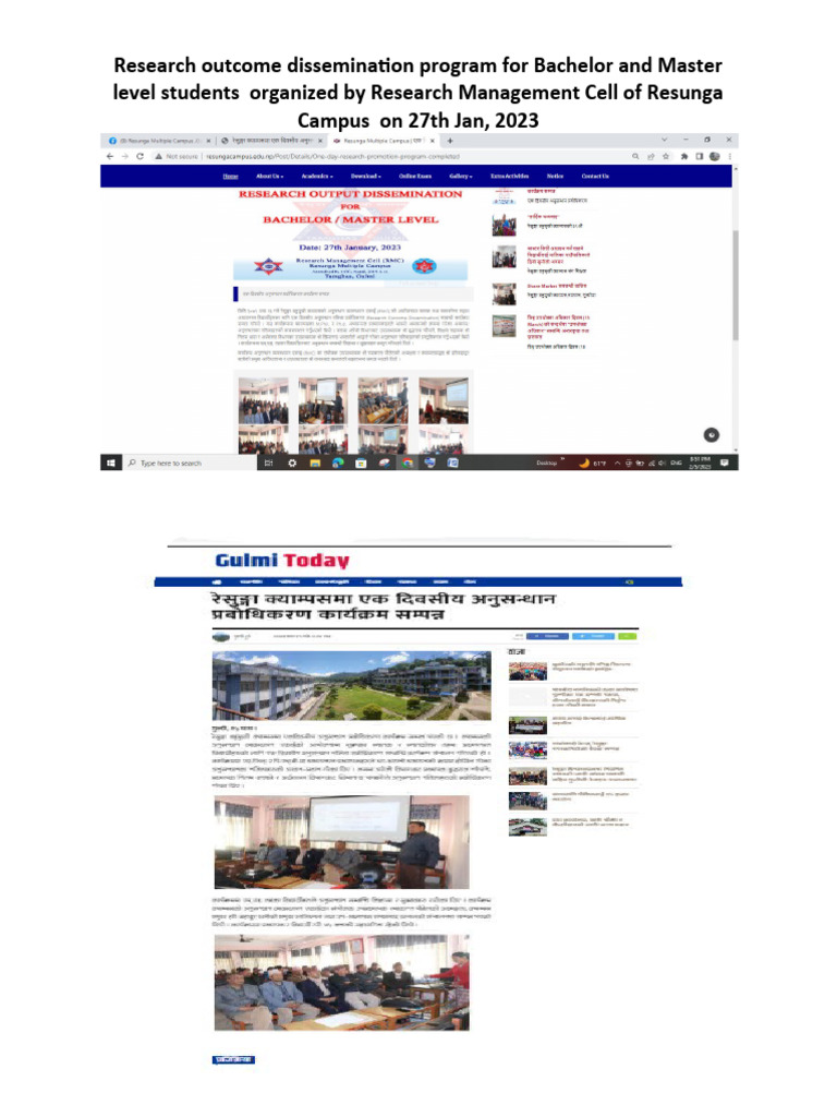 Research Outcome Program at Resunga Campus | PDF