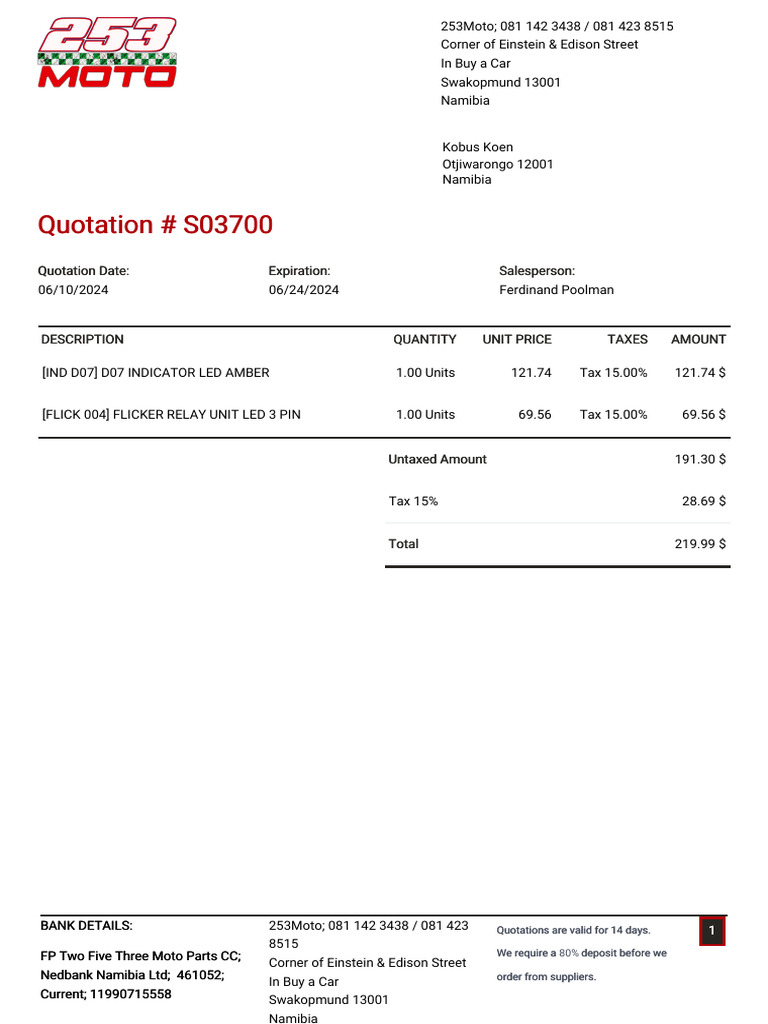Quotation S03700 for LED Parts | PDF