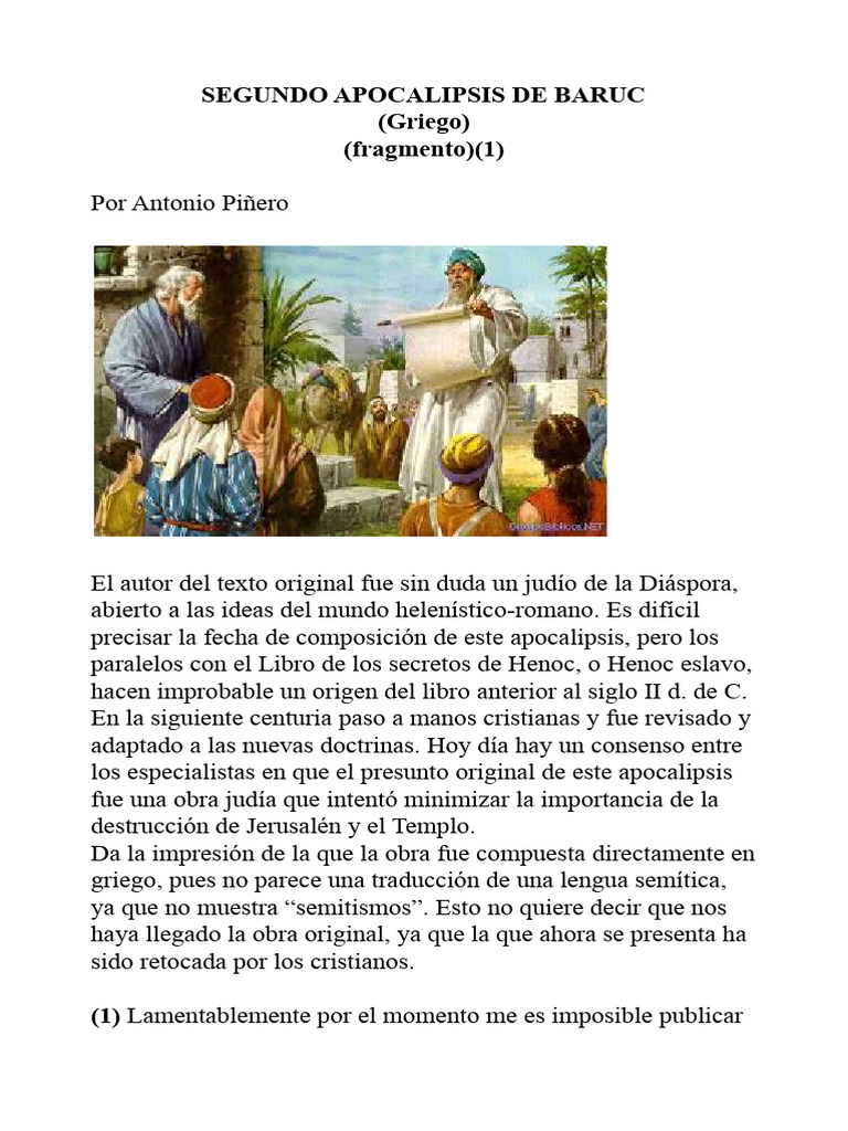 Segundo Apocalipsis de Baruc | PDF | Libro de revelación | Miguel ...