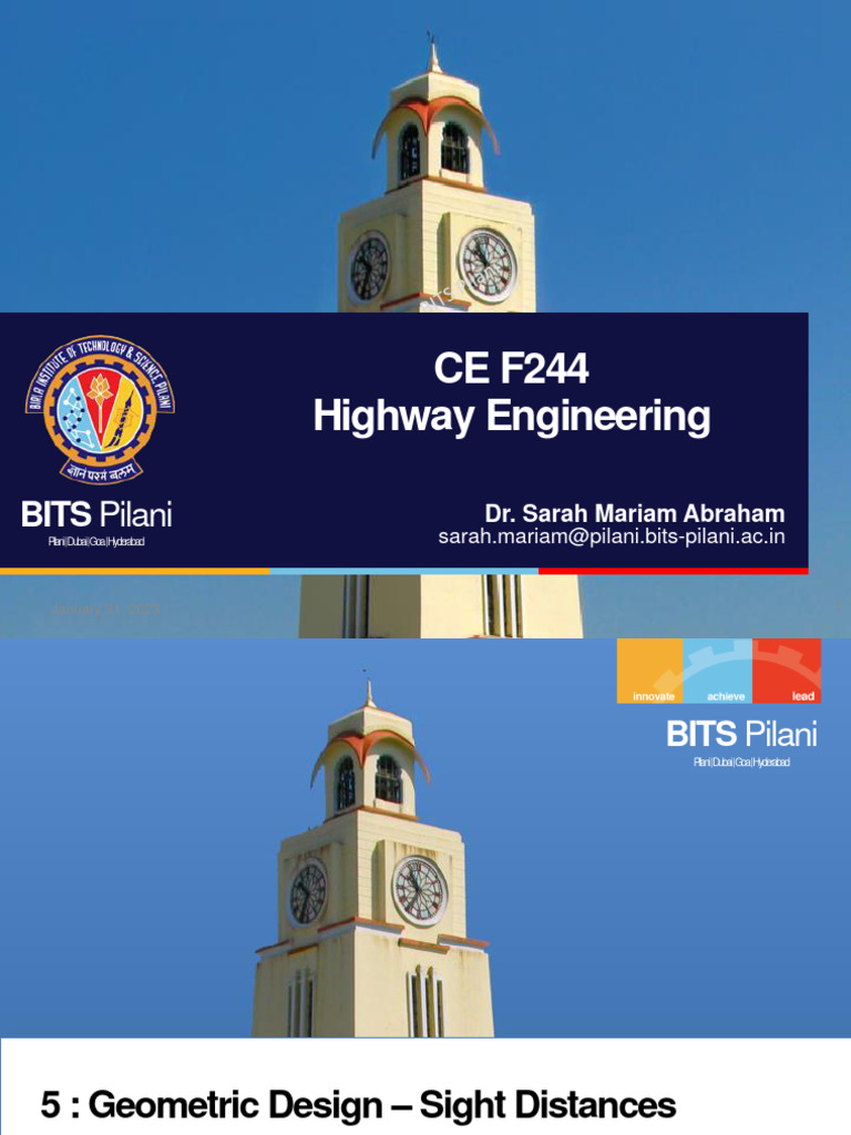 2.3 Geometric Design - Sight Distances - SSD | PDF | Friction | Brake