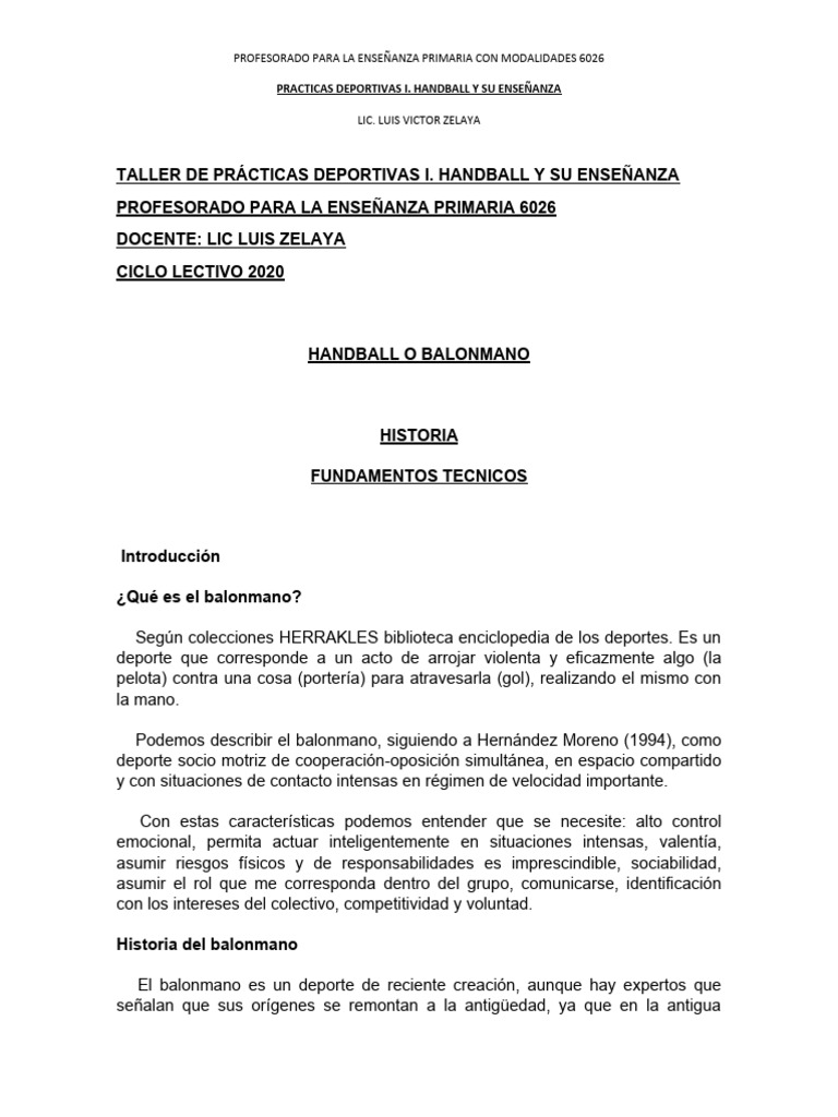 Estrategias y Fundamentos del Handball | PDF | Defensor (Asociación de ...