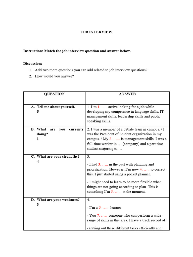 Job interview question and answer pdf job interview cognitive science