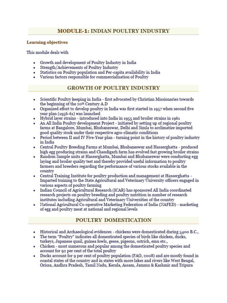 Overview of India's Poultry Industry | PDF | Poultry | Poultry Farming