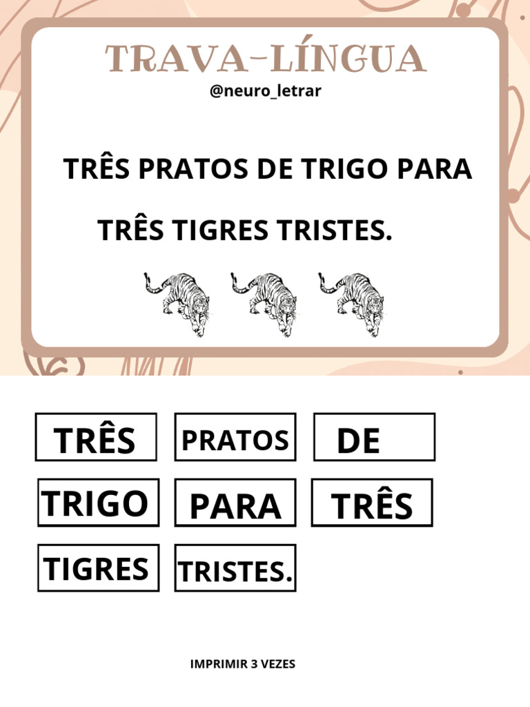 Trava-língua: Três Tigres Tristes | PDF