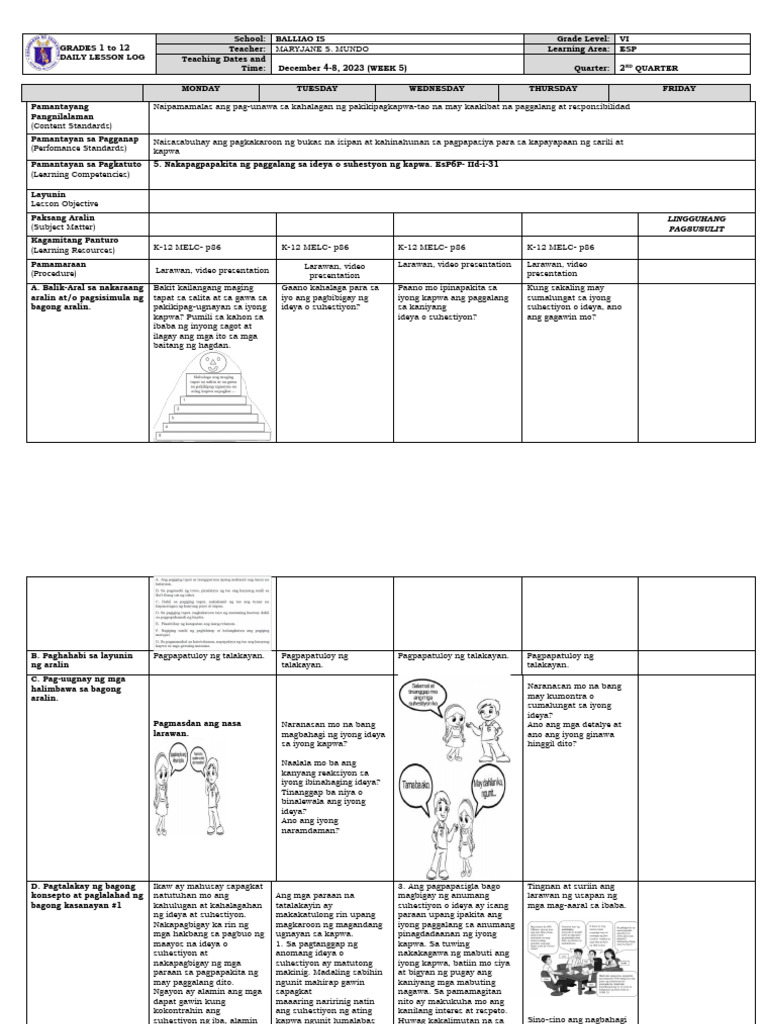 DLL - Esp 6 - Q2 - W5 | PDF