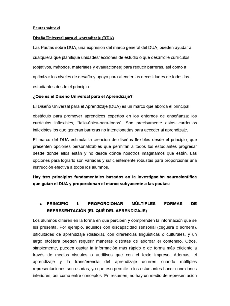 DUA | Descargar gratis PDF | Plan de estudios | Aprendizaje