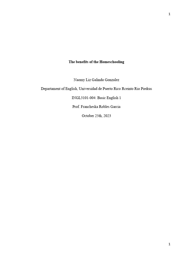 The Benefits Of The Homeschooling Essay Pdf Homeschooling Pedagogy