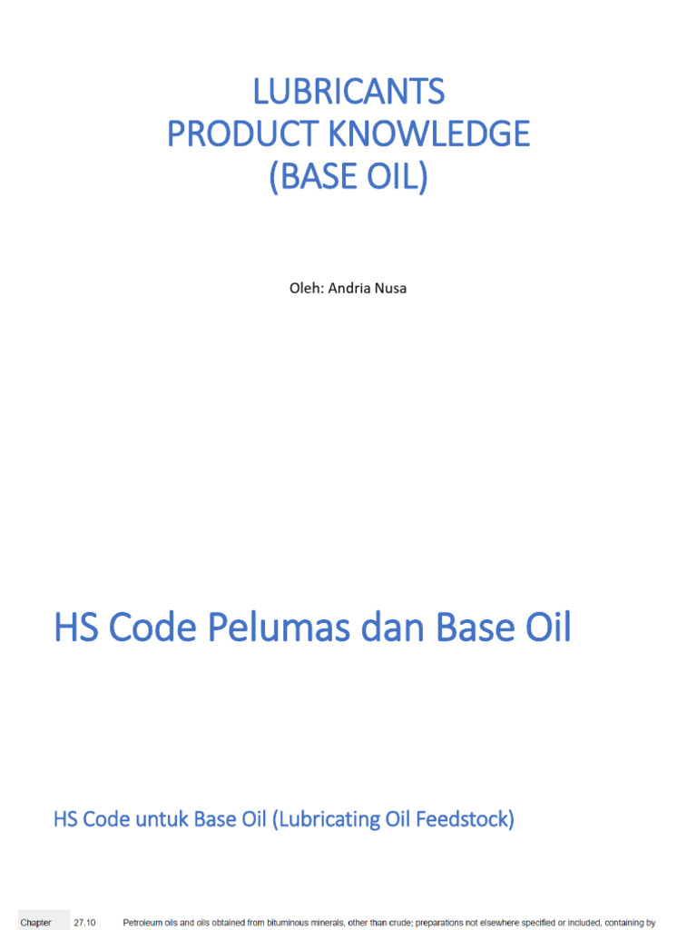 HS Code Pelumas dan Base Oil | PDF