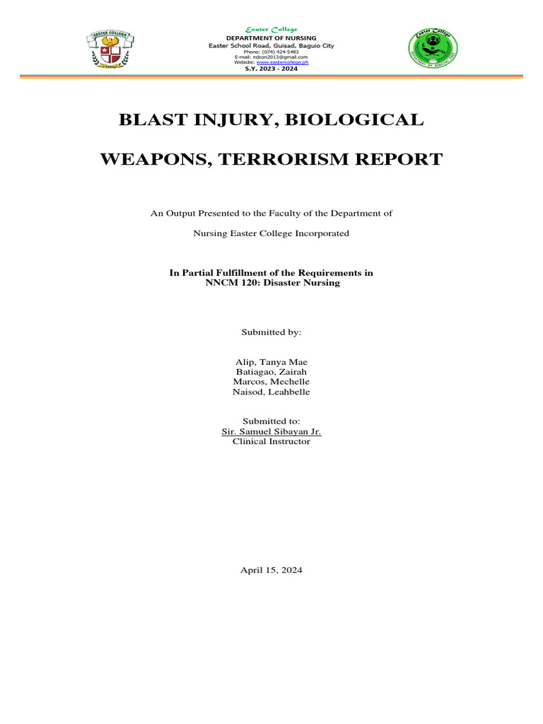 Blast Injury and Biological Weapons Report | PDF | Infection ...