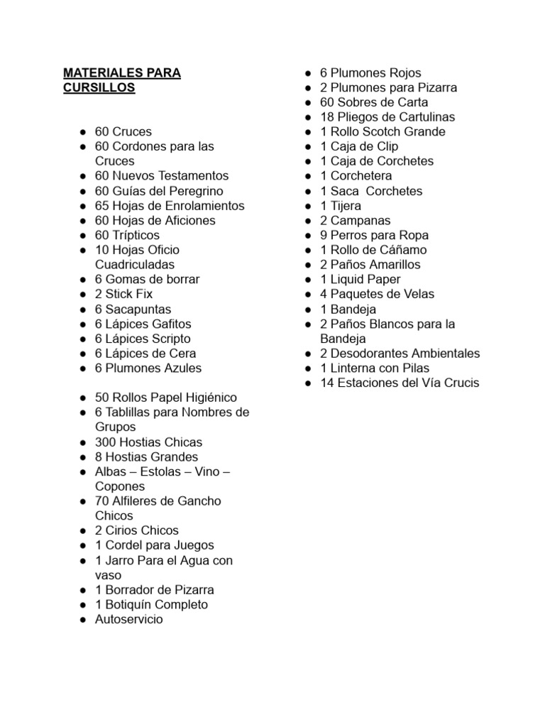 Materiales para El Cursillo | PDF