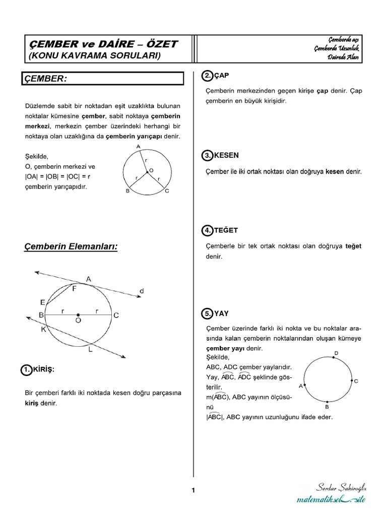 Cember Ve Daire Ozet Kks 2 Pdf